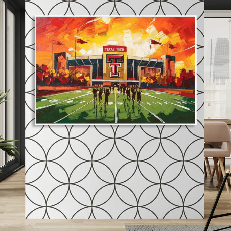 Lubbock Classic Red Raiders Living Room - White Canvas Wall Art