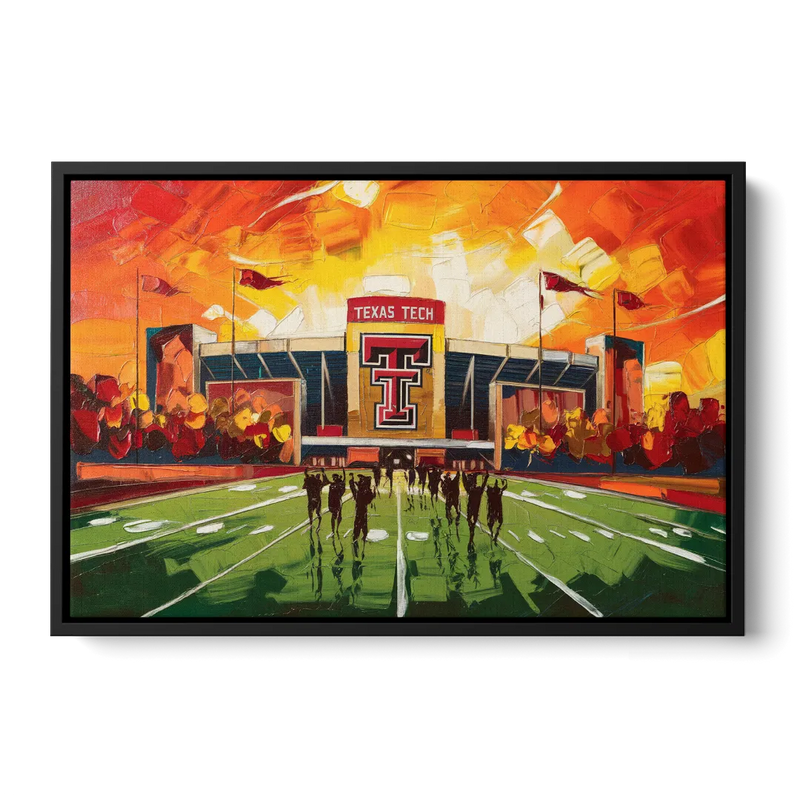 Lubbock Classic Red Raiders Front - Black Canvas Wall Art