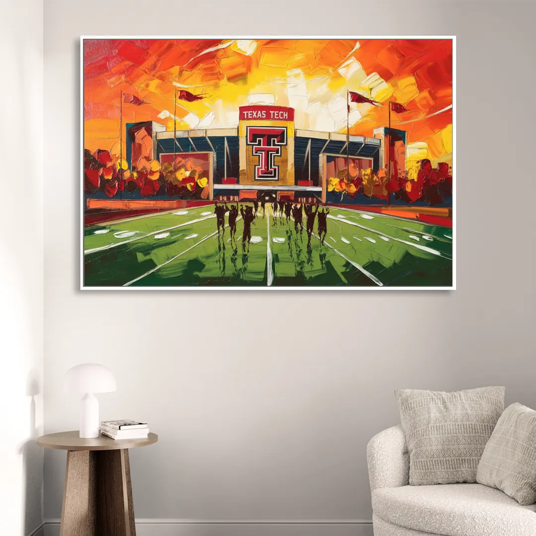 Lubbock Classic Red Raiders Sitting Room - White Canvas Wall Art