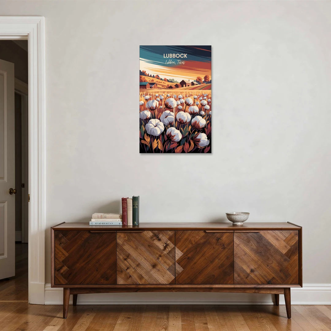 Lubbock Cotton Fields - Canvas Wall Art - Coffee Table - 24x36