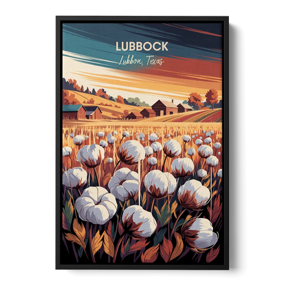 Lubbock Cotton Fields Front - Black Canvas Wall Art