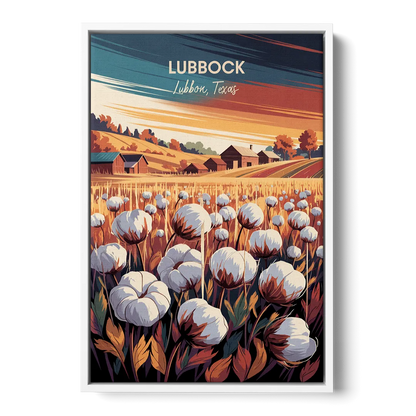 Lubbock Cotton Fields Front - White Canvas Wall Art