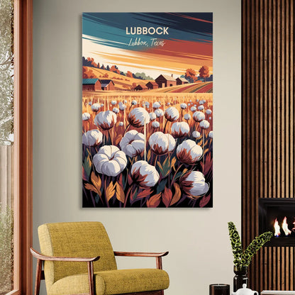 Lubbock Cotton Fields Sitting Room - Canvas Wall Art