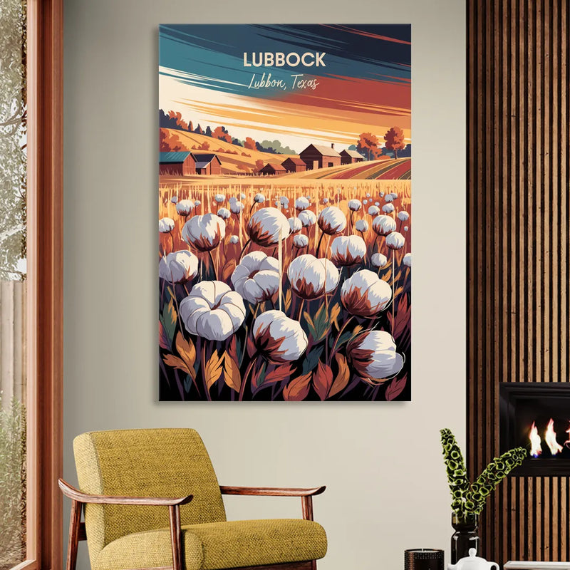 Lubbock Cotton Fields Sitting Room - Canvas Wall Art