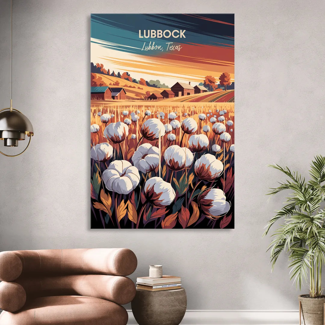 Lubbock Cotton Fields Living Room - Canvas Wall Art