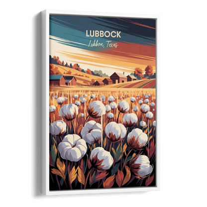 Lubbock Cotton Fields Side - White Canvas Wall Art