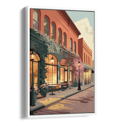 Lubbock Downtown Charm Side - White Canvas Wall Art