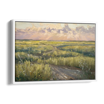 Lubbock Prairie Landscape Side - White Canvas Wall Art