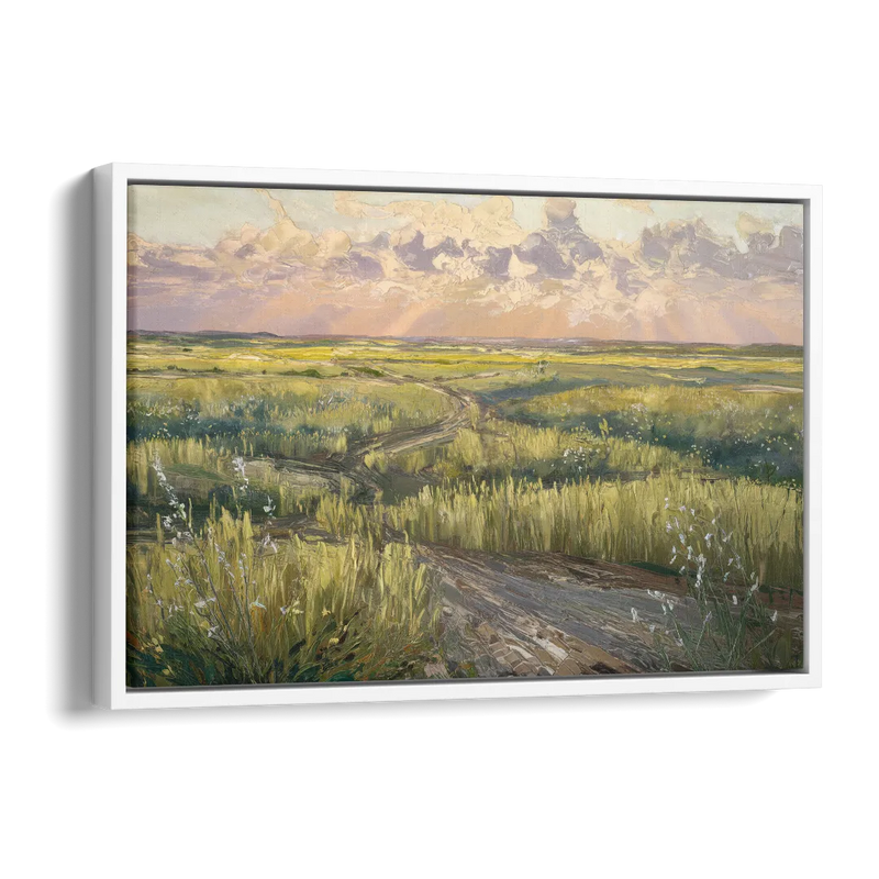 Lubbock Prairie Landscape Side - White Canvas Wall Art