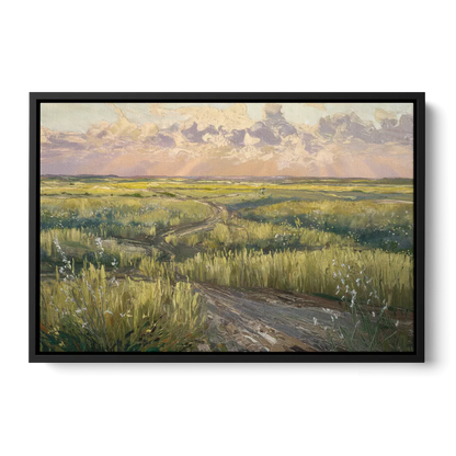 Lubbock Prairie Landscape Front - Black Canvas Wall Art