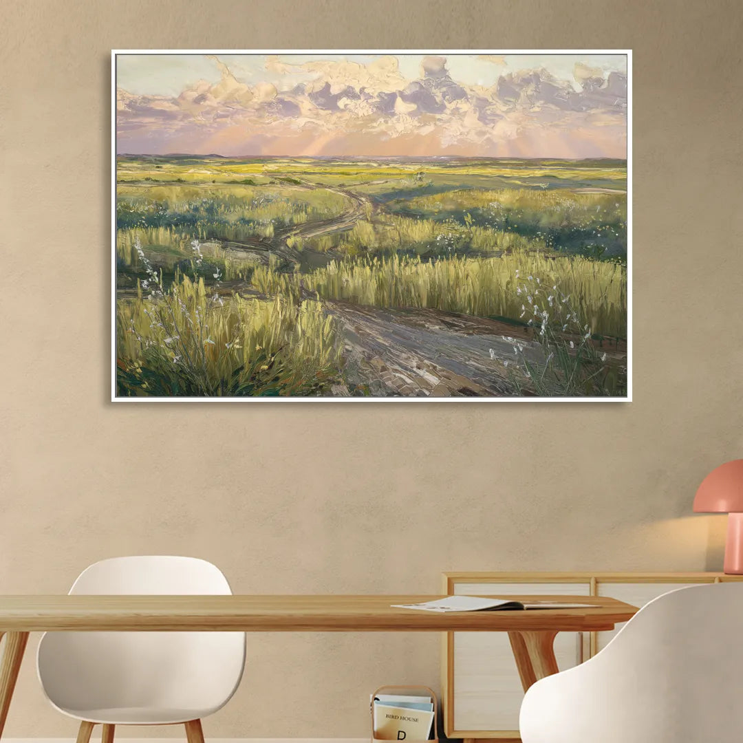 Lubbock Prairie Landscape Sitting Room - White Canvas Wall Art