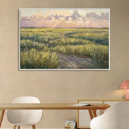 Lubbock Prairie Landscape Sitting Room - White Canvas Wall Art