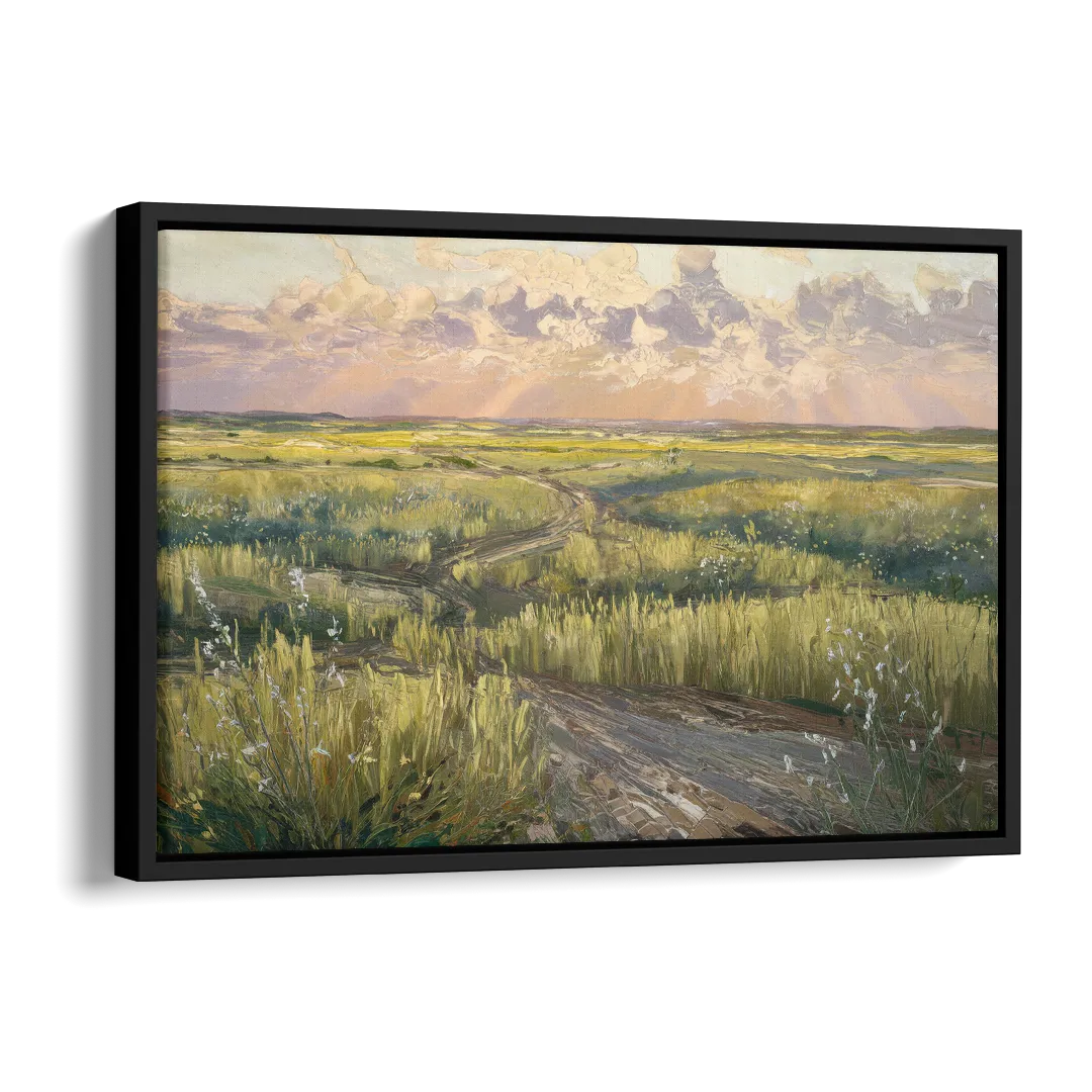 Lubbock Prairie Landscape Side - Black Canvas Wall Art