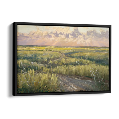 Lubbock Prairie Landscape Side - Black Canvas Wall Art