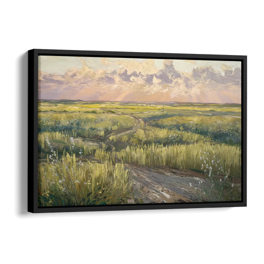 Lubbock Prairie Landscape Side - Black Canvas Wall Art