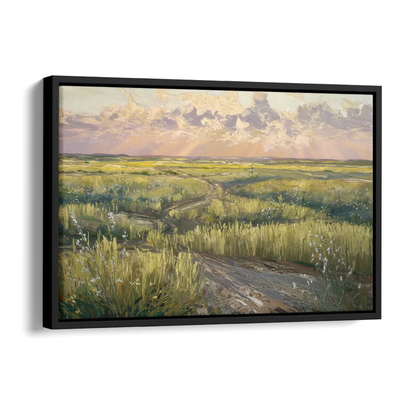 Lubbock Prairie Landscape Side - Black Canvas Wall Art