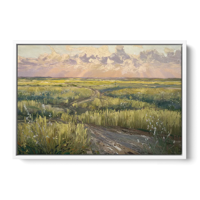 Lubbock Prairie Landscape Front - White Canvas Wall Art