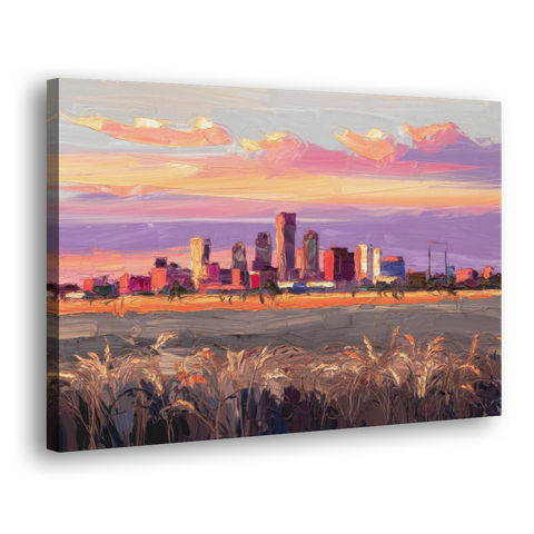Lubbock Skyline Sunset - Canvas Wall Art - Side
