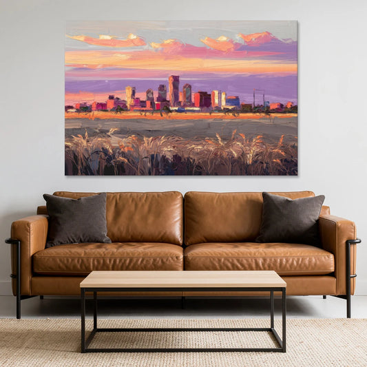 Lubbock Skyline Sunset - Canvas Wall Art - Sofa - 60x40