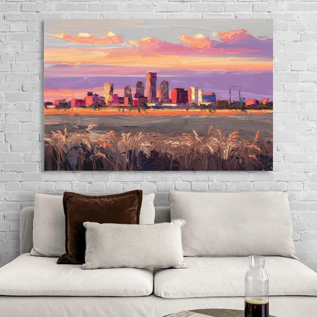 Lubbock Skyline Sunset Sitting Room - Canvas Wall Art