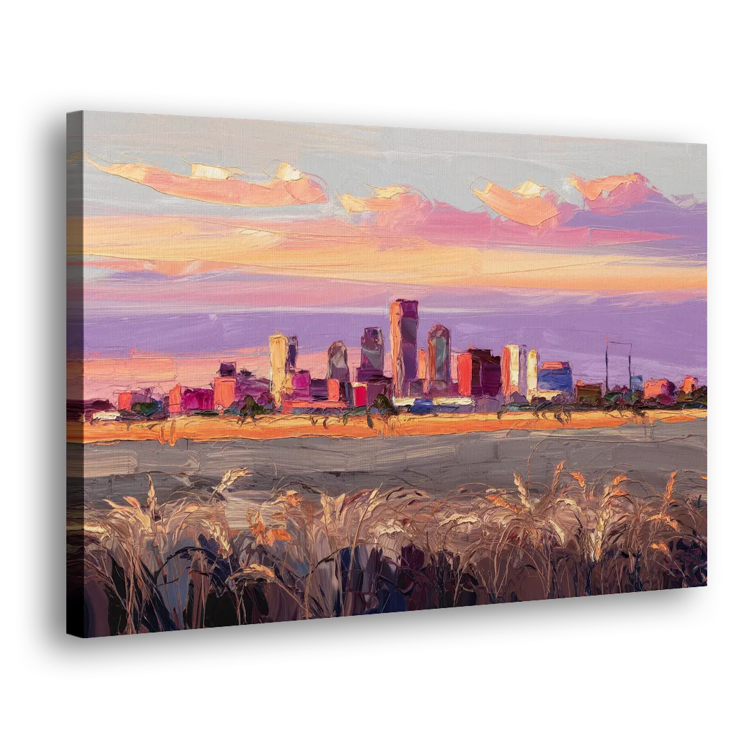 Lubbock Skyline Sunset Side - Canvas Wall Art