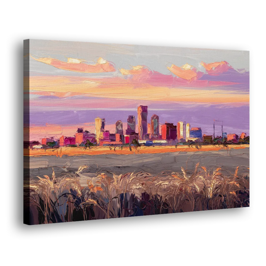 Lubbock Skyline Sunset Side - Canvas Wall Art