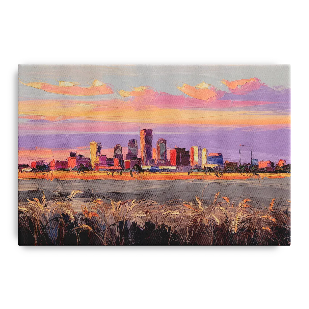 Lubbock Skyline Sunset Front - Canvas Wall Art
