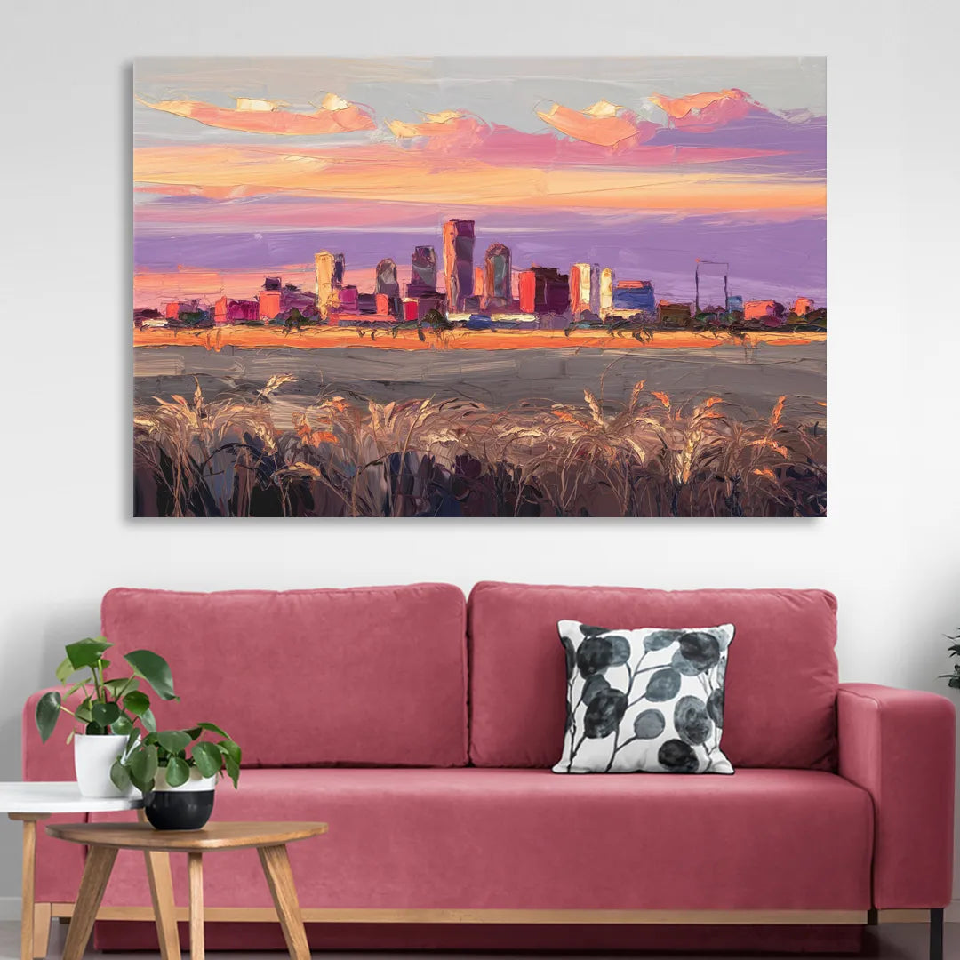 Lubbock Skyline Sunset Living Room - Canvas Wall Art