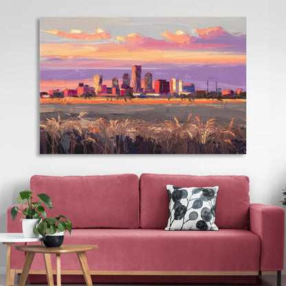 Lubbock Skyline Sunset Living Room - Canvas Wall Art
