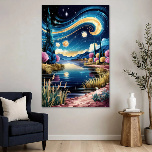 Lubbock Starry Night Sky - Canvas Wall Art - Sofa - 40x60