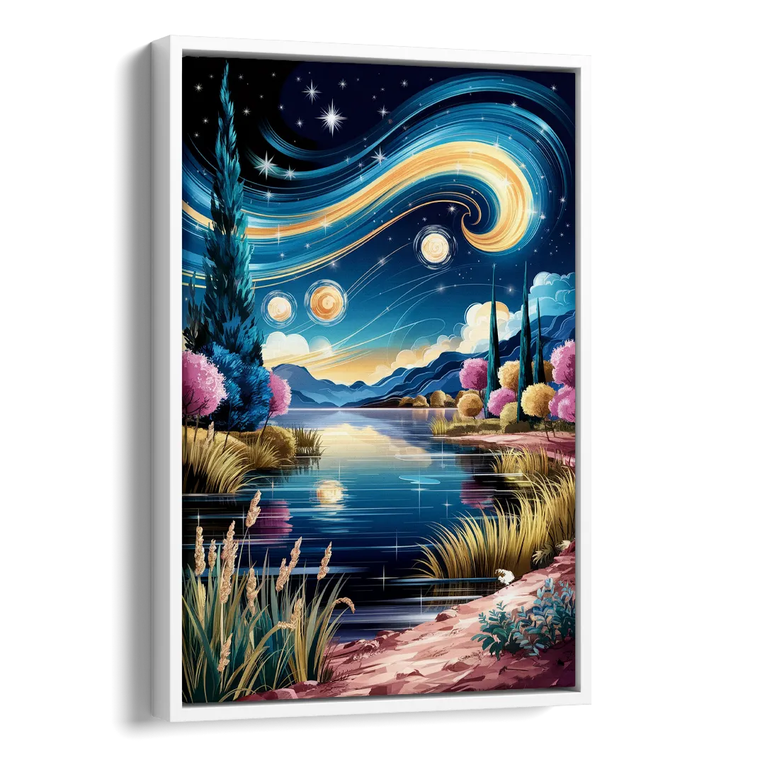 Lubbock Starry Night Sky Side - White Canvas Wall Art