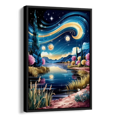 Lubbock Starry Night Sky Side - Black Canvas Wall Art
