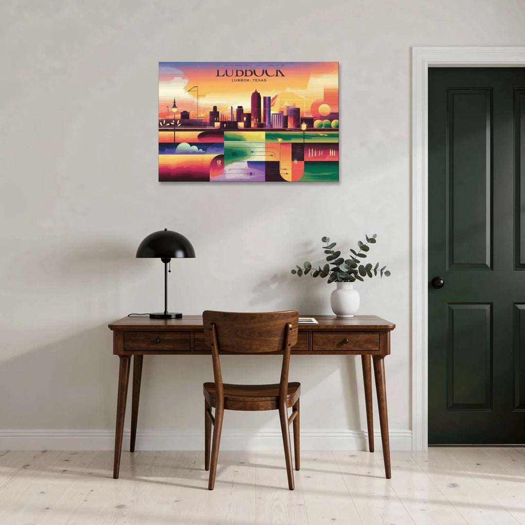 Lubbock Vibrant Cityscape - Canvas Wall Art - Office - 36x24