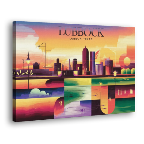 Lubbock Vibrant Cityscape - Canvas Wall Art - Side