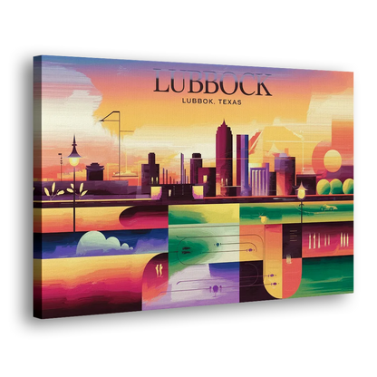 Lubbock Vibrant Cityscape Side - Canvas Wall Art