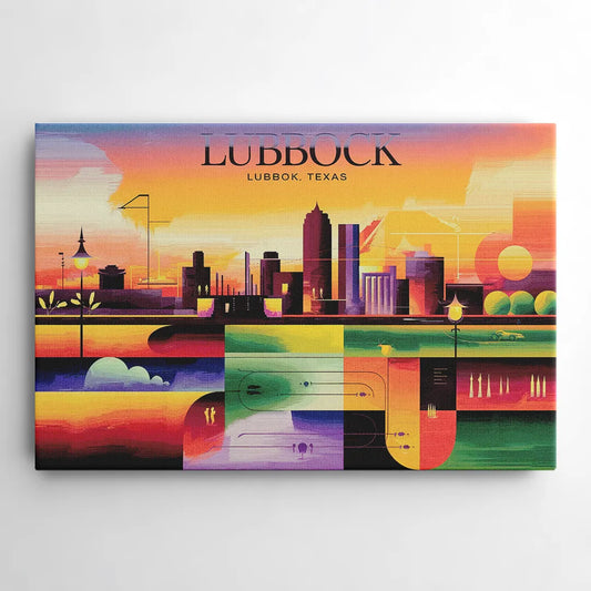 Lubbock Vibrant Cityscape - Canvas Wall Art