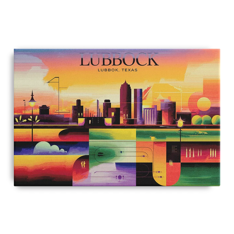 Lubbock Vibrant Cityscape Front - Canvas Wall Art