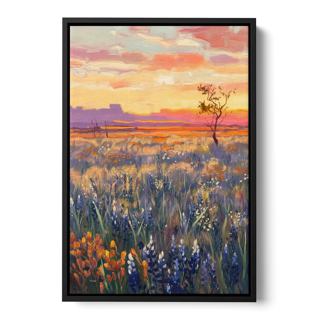 Lubbock West Texas Horizon Front - Black Canvas Wall Art
