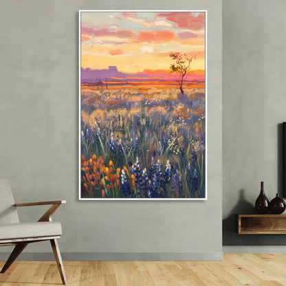 Lubbock West Texas Horizon Sitting Room - White Canvas Wall Art