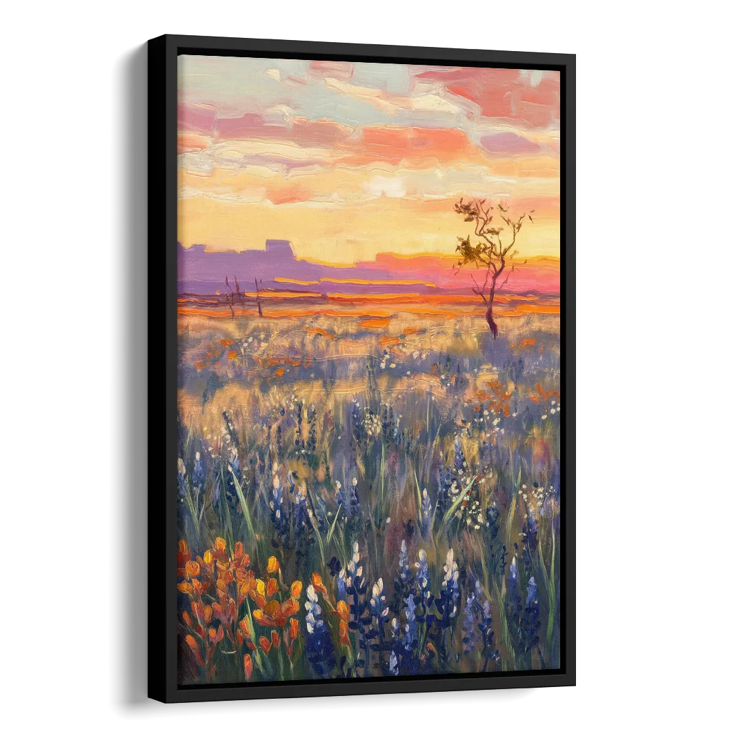 Lubbock West Texas Horizon Side - Black Canvas Wall Art