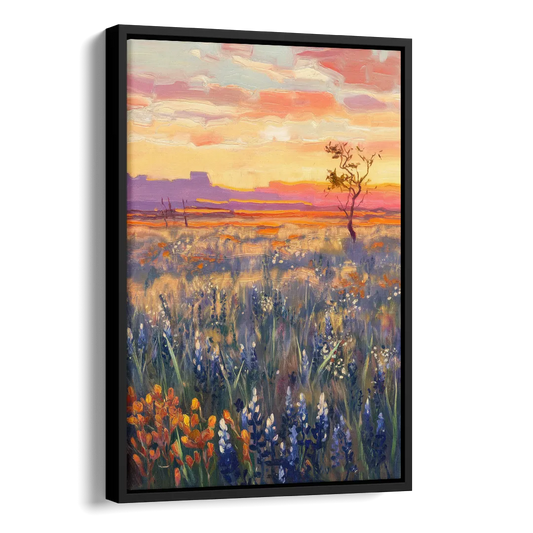 Lubbock West Texas Horizon Side - Black Canvas Wall Art