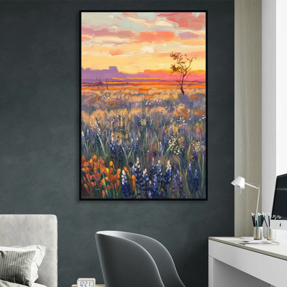 Lubbock West Texas Horizon Sitting Room - Black Canvas Wall Art