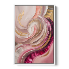 Luminous Swirl Pink Abstract - White Framed Canvas Wall Art - Front