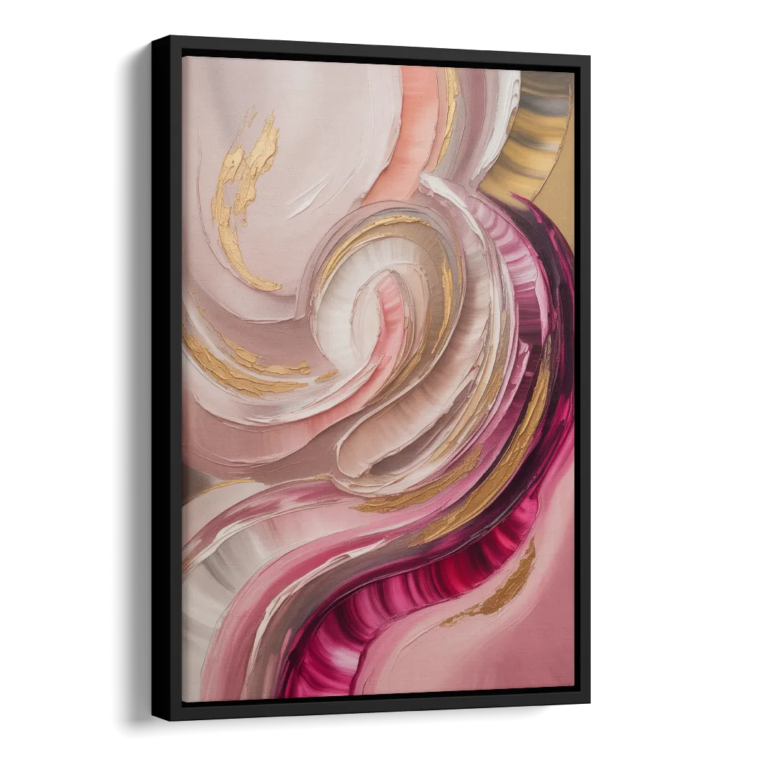 Luminous Swirl Pink Abstract Side - Black Canvas Wall Art