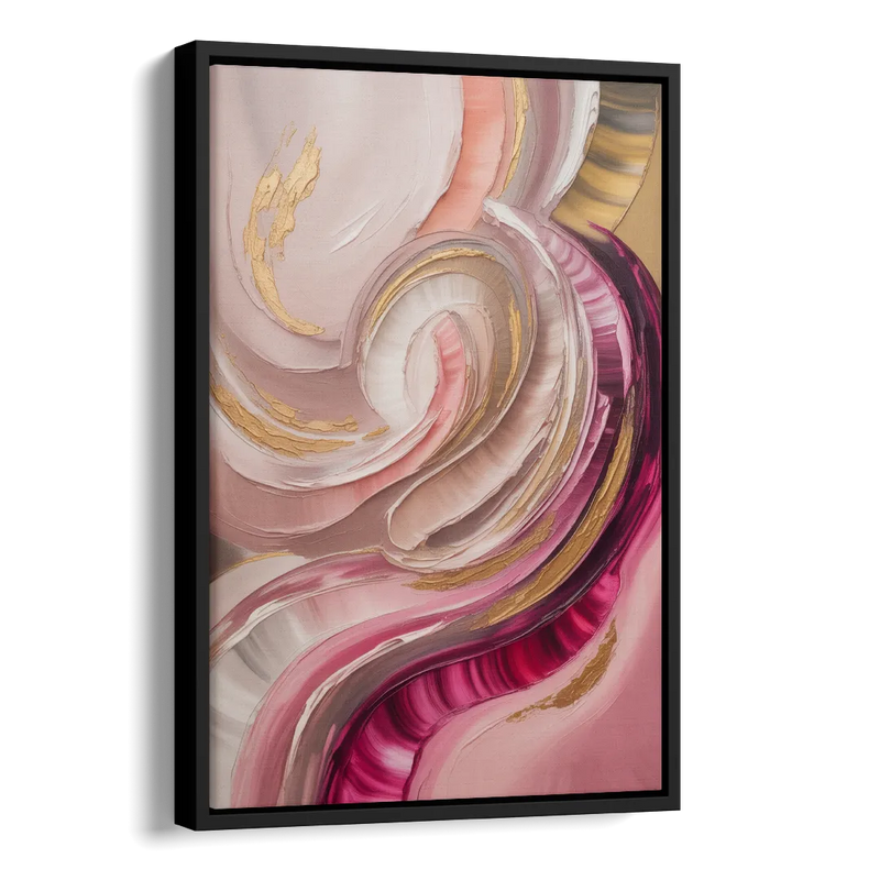 Luminous Swirl Pink Abstract Side - Black Canvas Wall Art