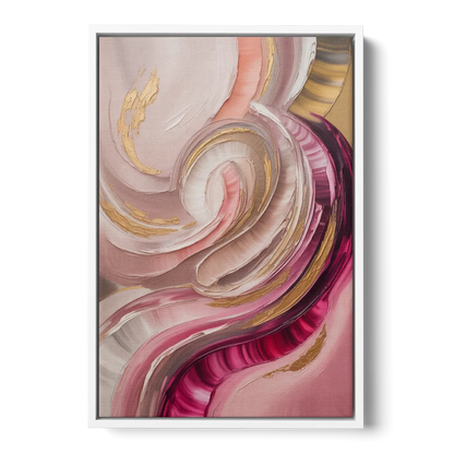 Luminous Swirl Pink Abstract - White Frame Canvas