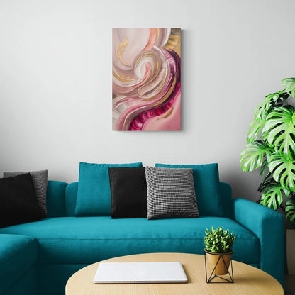 Luminous Swirl Pink Abstract - Canvas Wall Art Living Room
