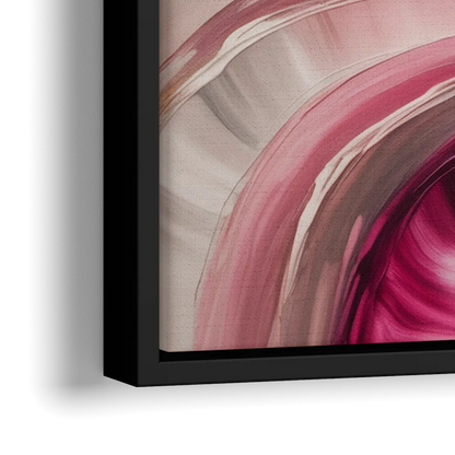 Luminous Swirl Pink Abstract - Close-Up Black Frame Canvas