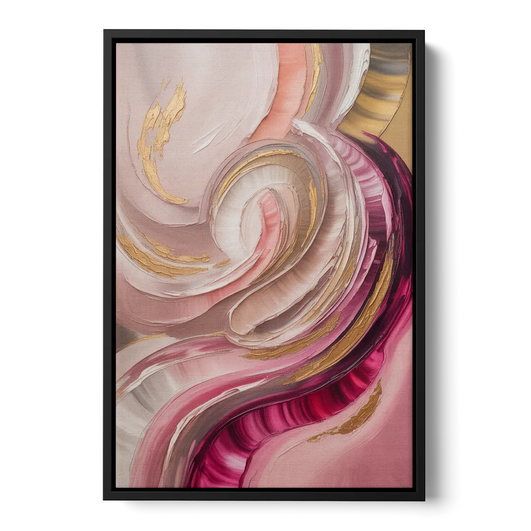 Luminous Swirl Pink Abstract Front - Black Canvas Wall Art