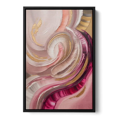 Luminous Swirl Pink Abstract Front - Black Canvas Wall Art